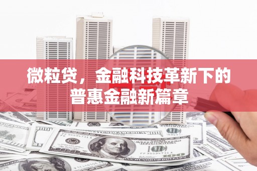 寿阳微粒贷，金融科技革新下的普惠金融新篇章